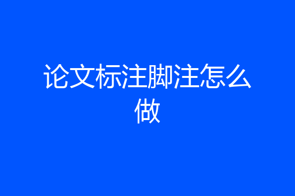 论文标注脚注怎么做