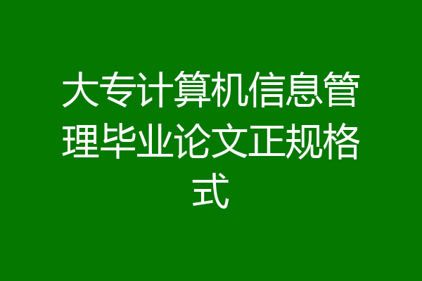 大专计算机信息管理毕业论文正规格式