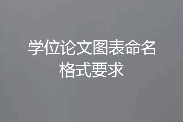 学位论文图表命名格式要求