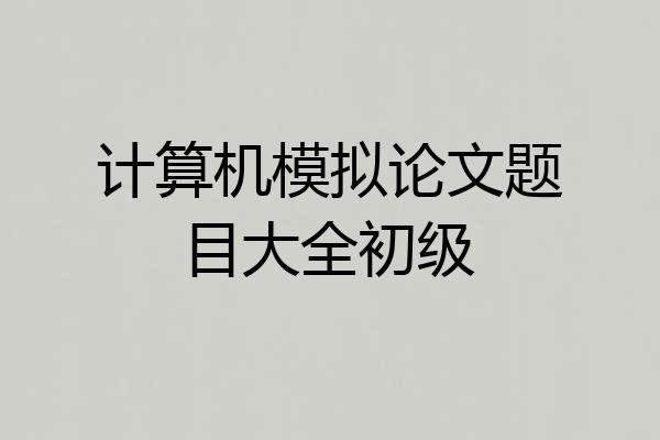 计算机模拟论文题目大全初级