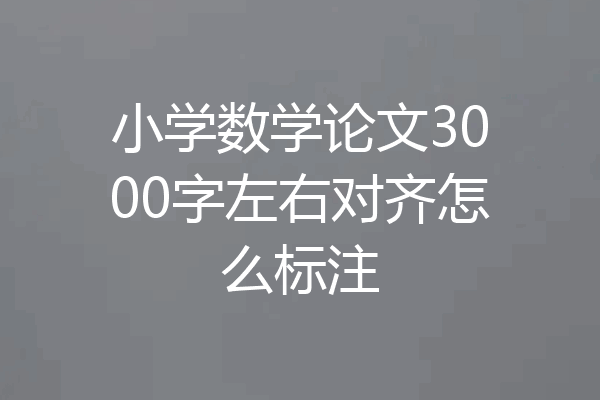 小学数学论文3000字左右对齐怎么标注