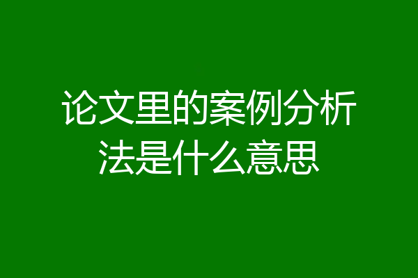 论文里的案例分析法是什么意思