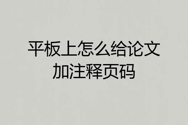 平板上怎么给论文加注释页码