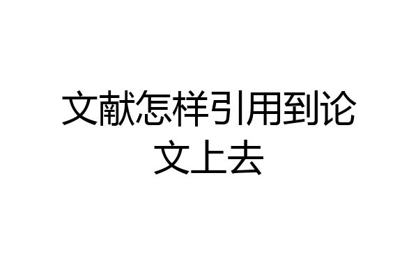 文献怎样引用到论文上去