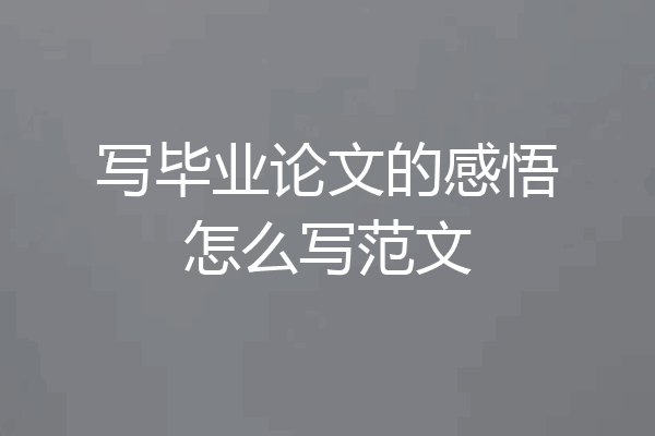 写毕业论文的感悟怎么写范文