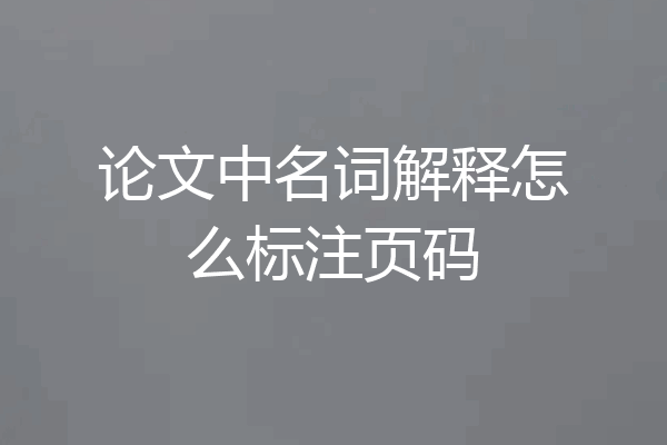 论文中名词解释怎么标注页码