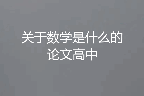 关于数学是什么的论文高中