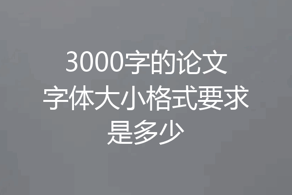 3000字的论文字体大小格式要求是多少