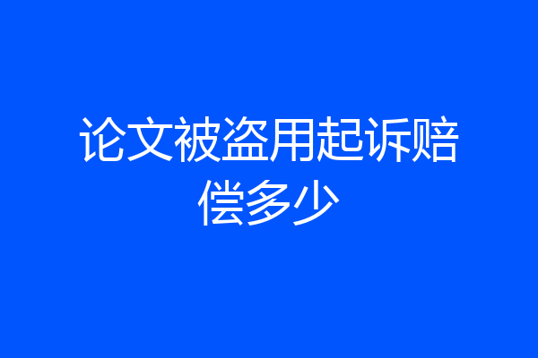 论文被盗用起诉赔偿多少