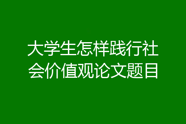 大学生怎样践行社会价值观论文题目