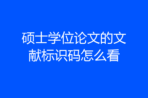 硕士学位论文的文献标识码怎么看