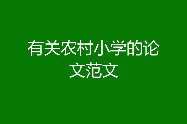 有关农村小学的论文范文