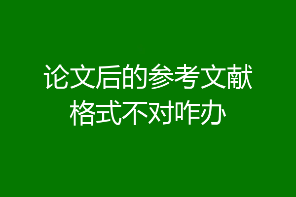 论文后的参考文献格式不对咋办