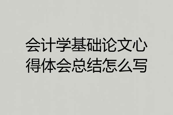 会计学基础论文心得体会总结怎么写