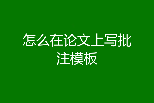 怎么在论文上写批注模板