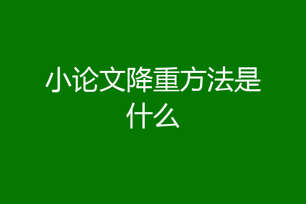 小论文降重方法是什么