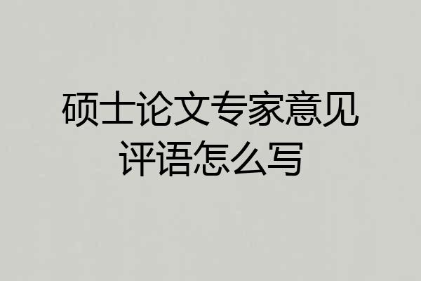 硕士论文专家意见评语怎么写