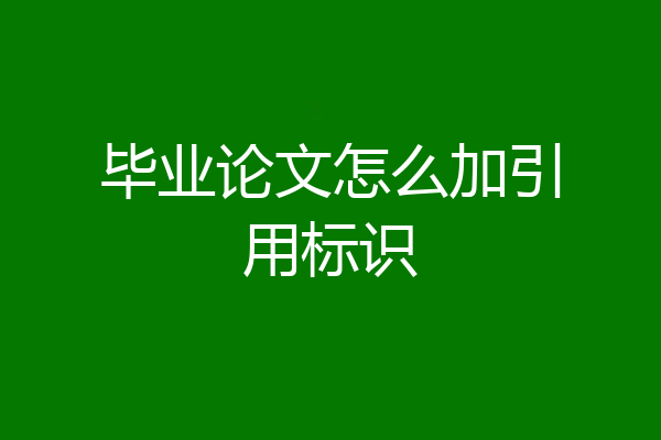 毕业论文怎么加引用标识