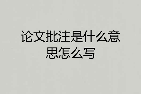 论文批注是什么意思怎么写