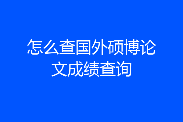 怎么查国外硕博论文成绩查询