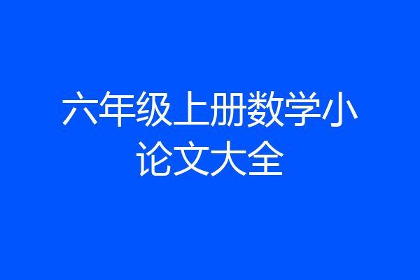 六年级上册数学小论文大全
