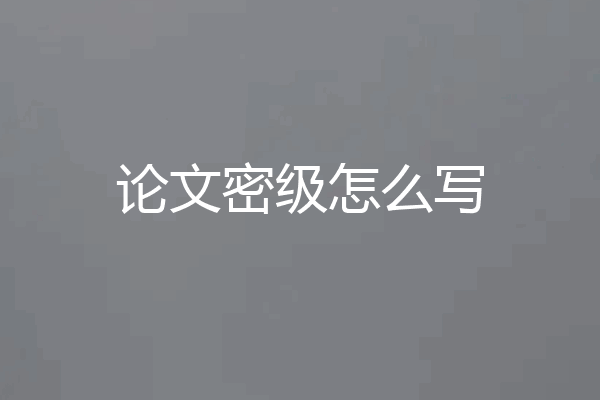 论文密级怎么写