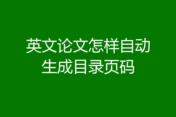 英文论文怎样自动生成目录页码