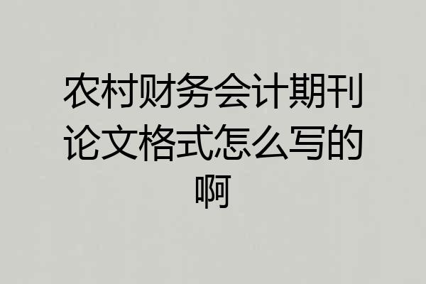 农村财务会计期刊论文格式怎么写的啊