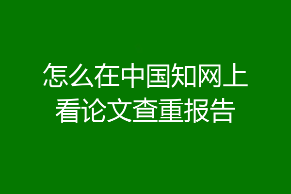 怎么在中国知网上看论文查重报告
