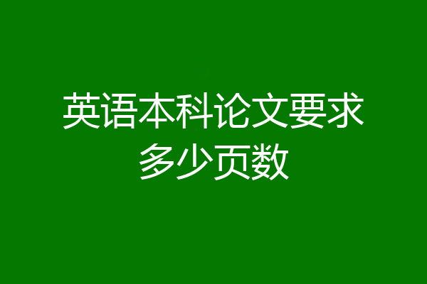 英语本科论文要求多少页数