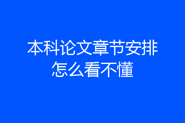 本科论文章节安排怎么看不懂