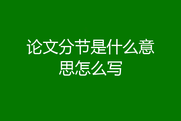 论文分节是什么意思怎么写