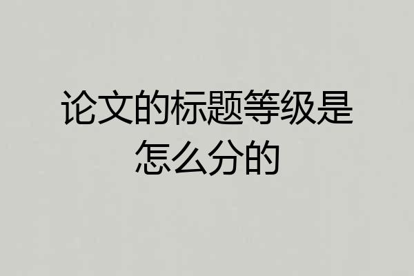 论文的标题等级是怎么分的