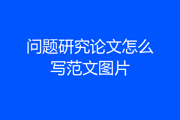 问题研究论文怎么写范文图片