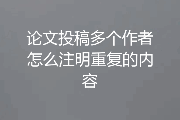 论文投稿多个作者怎么注明重复的内容