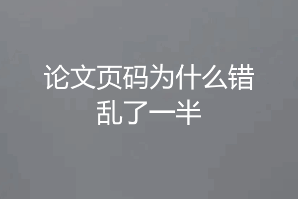 论文页码为什么错乱了一半