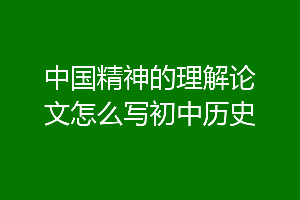 中国精神的理解论文怎么写初中历史
