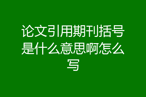 论文引用期刊括号是什么意思啊怎么写