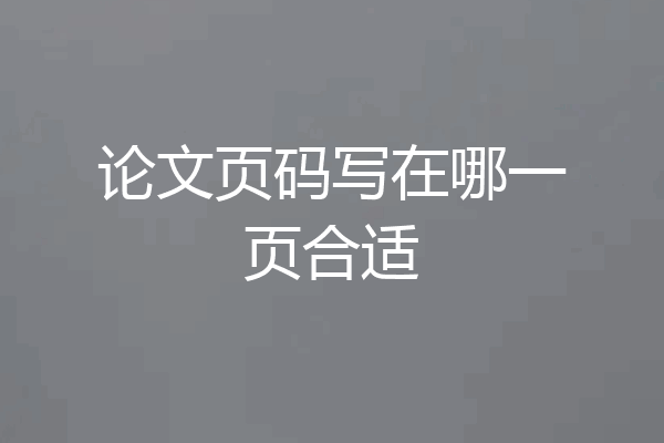 论文页码写在哪一页合适