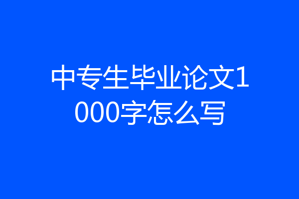 中专生毕业论文1000字怎么写