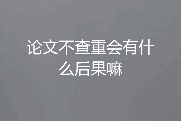 论文不查重会有什么后果嘛