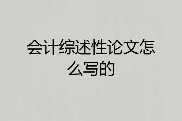 会计综述性论文怎么写的
