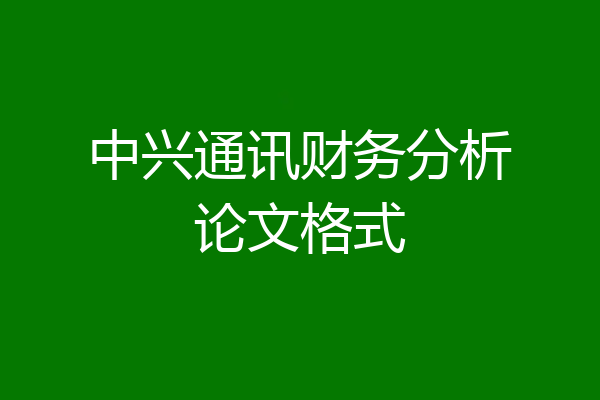 中兴通讯财务分析论文格式