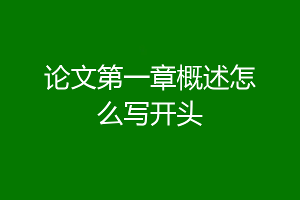 论文第一章概述怎么写开头