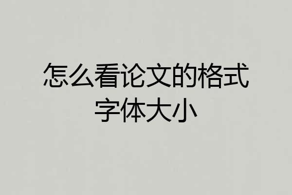 怎么看论文的格式字体大小