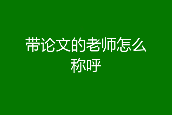带论文的老师怎么称呼