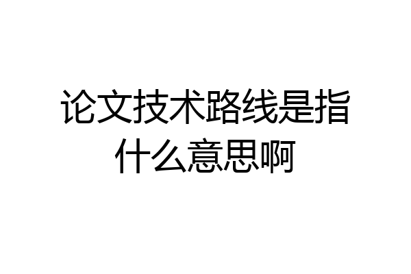 论文技术路线是指什么意思啊