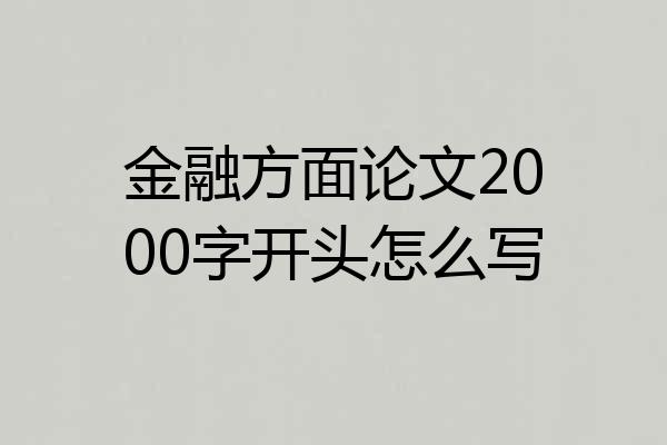 金融方面论文2000字开头怎么写