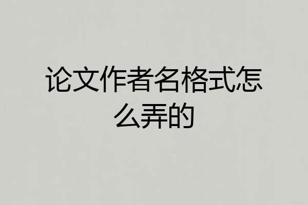 论文作者名格式怎么弄的