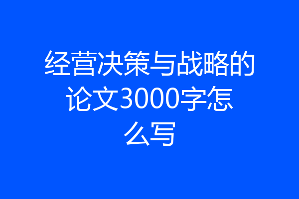 经营决策与战略的论文3000字怎么写